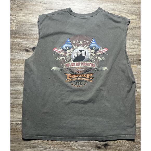 Vtg Harley Davidson POW MIA Motorcycle T-Shirt Tee 2XL Military USA Distressed - Picture 1 of 9
